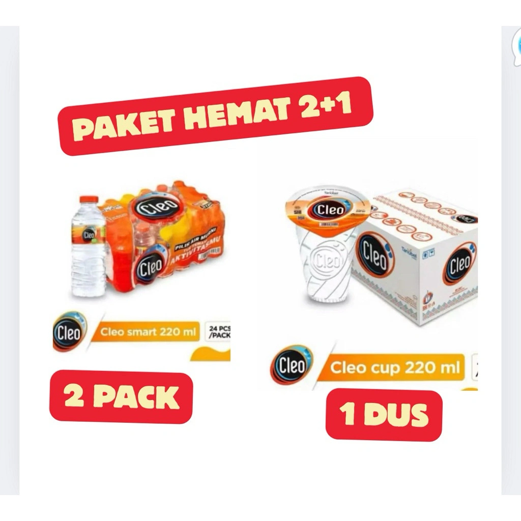 Paket Hemat - 2 Pack Cleo Smart 220ml + 1 Dus Cleo Cup 220ml