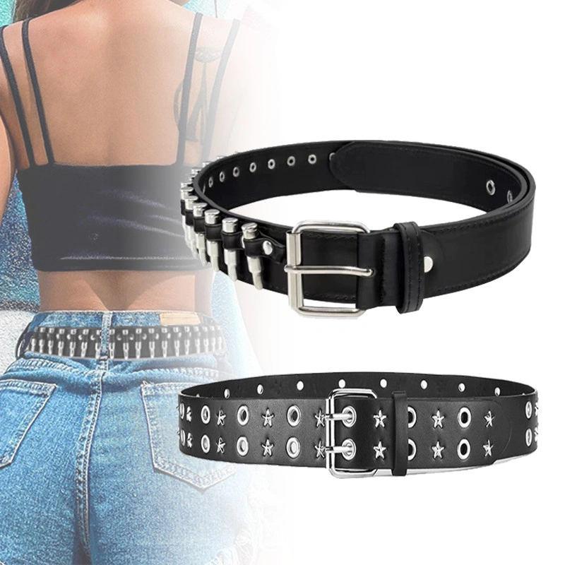 Fashion Wanita Kulit Punk Belt /Sabuk Punk /Sabuk Kulit Rock Sabuk Desain Rivet Berongga Peluru Trendy Sabuk Punk Sabuk Cocok Harian Sabuk Pesta Gaya Untuk Pria Dan Wanita BGS-496 Fashion Wanita Kulit Punk Belt Berongga Rivet Merek Mewah Belt 