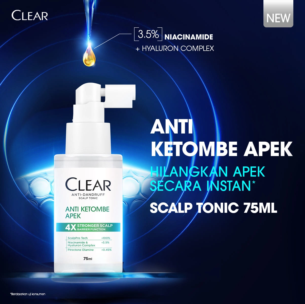 CLEAR Anti Dandruff Scalp Tonic Hair Tonic Anti Ketombe Apek 75ml