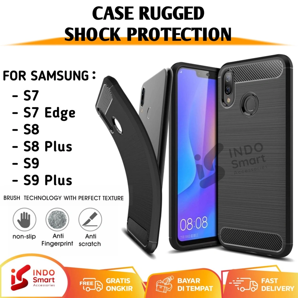 Softcase Samsung Galaxy S7 S8 S9 Plus Edge Casing Ipaky Carbon Fiber Matte Silicon Rugged Armor