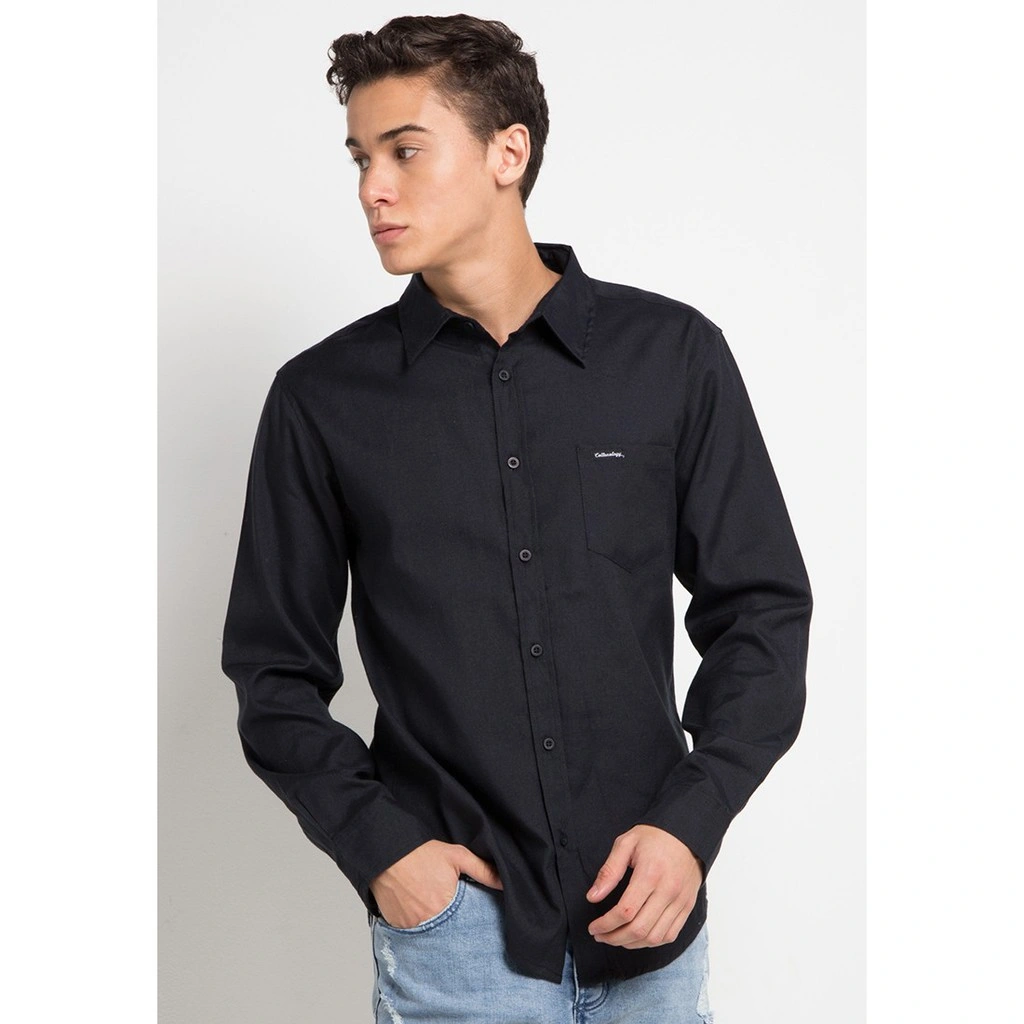 Cottonology Kemeja Lengan Panjang Hella Hitam