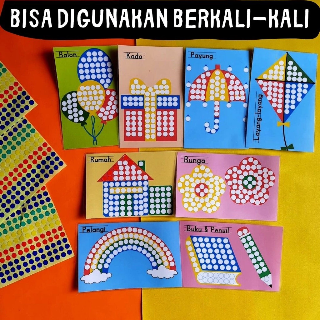 Montessori Toys Mainan Edukasi Anak Belajar Latihan Motorik Halus Aktivitas PAKET DOT STICKER