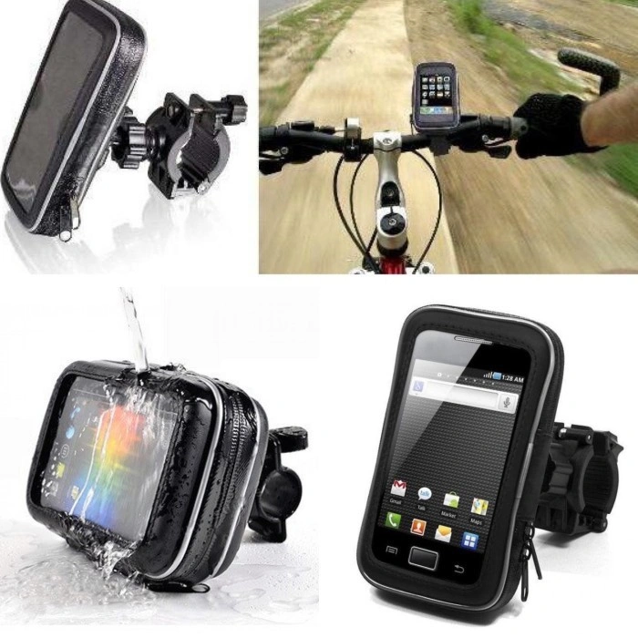 Universal bike mount with waterproof case hp 5.5 - 6 inci motor sepeda