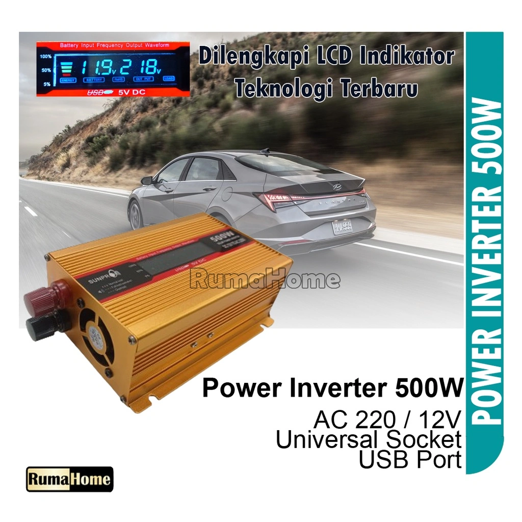 Power Inverter Digital 500W  dan 1000w DC 12V ke AC 220V
