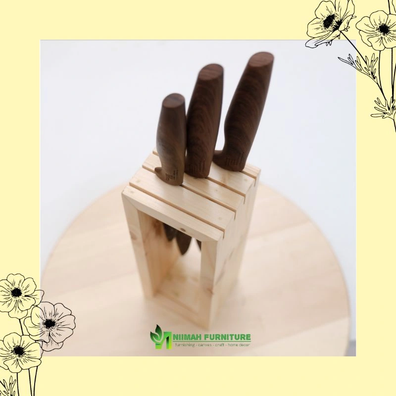 Tempat Pisau Kekinian Kayu Jati Belanda / Rak Pisau / Knife Holder