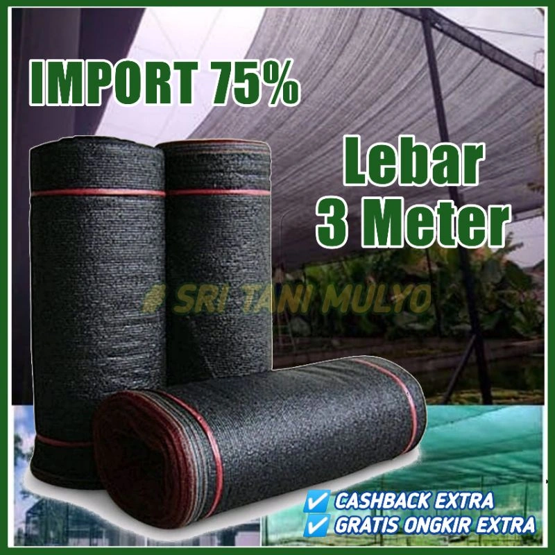 [ PROMO ] Paranet Import 75% - Eceran Lebar 3 Meter - Paranet Peneduh Tanaman, Jaring Atap Berkebun