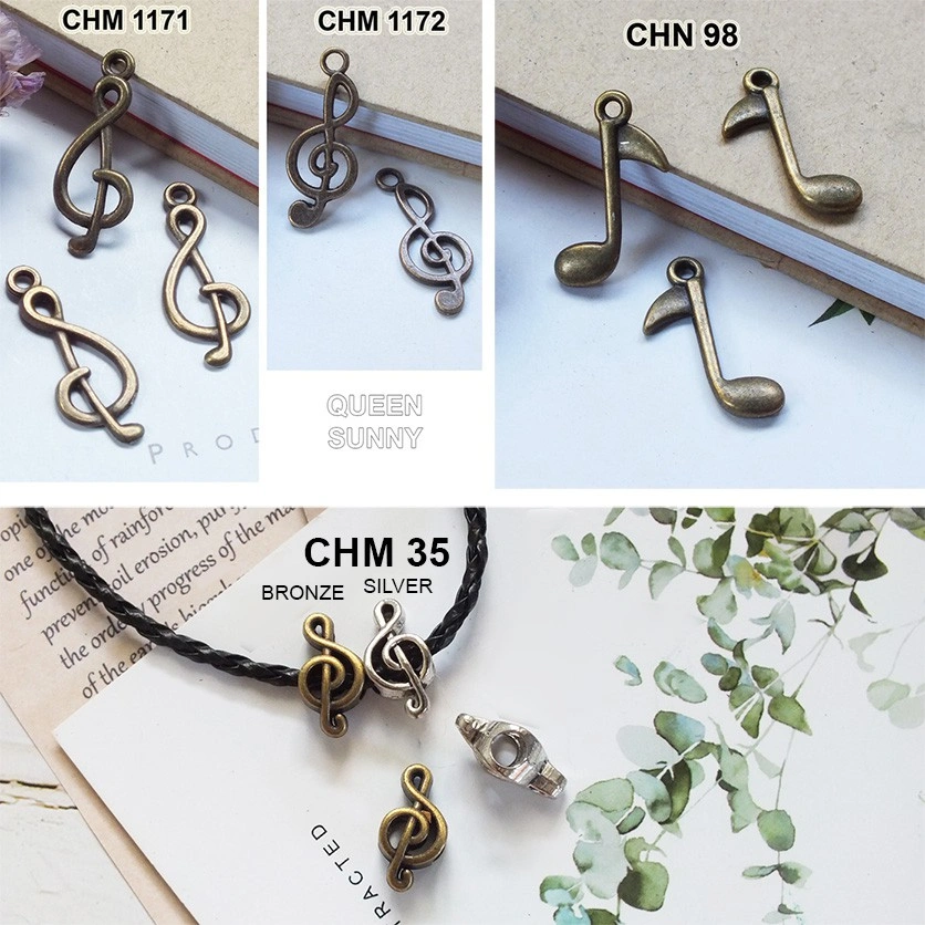 Charm Melody Beads Monte Bandul Melodi Kunci G Nada Not Balok Pendant Liontin Kalung Gelang Bead Mote Manik