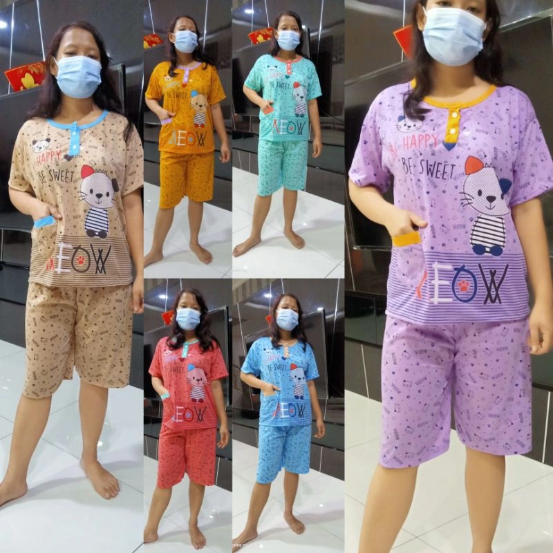 baju tidur wanita dewasa  3/4 Jumbo Bahan Kaos serian muda BB MAX 85KG