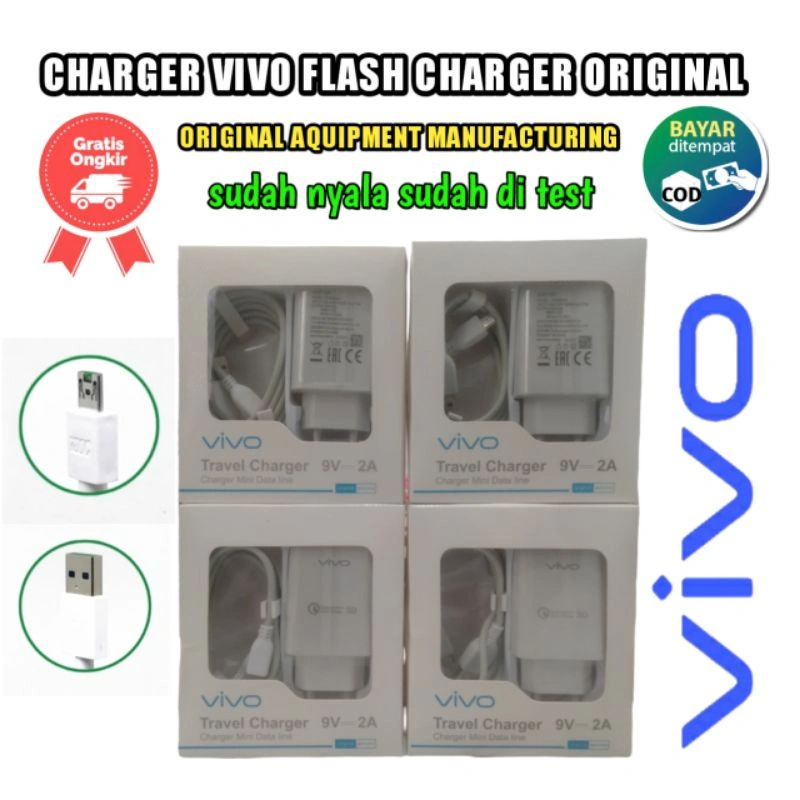Charger vivo fast charging cas hp vivo