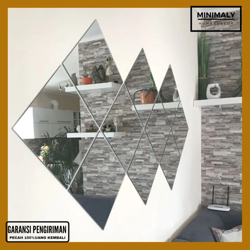 Cermin Dinding Aesthetic Uuran (20x20) Cermin Fullbody Cermin Dinding Hexagonal Hexagonal Miror