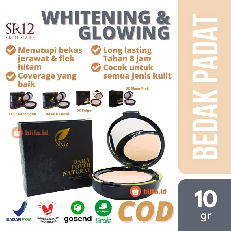BEDAK SR12 EXCLUSIVE COMPACT POWDER SR12 NATURAL & SHEER PINK Halal BPOM