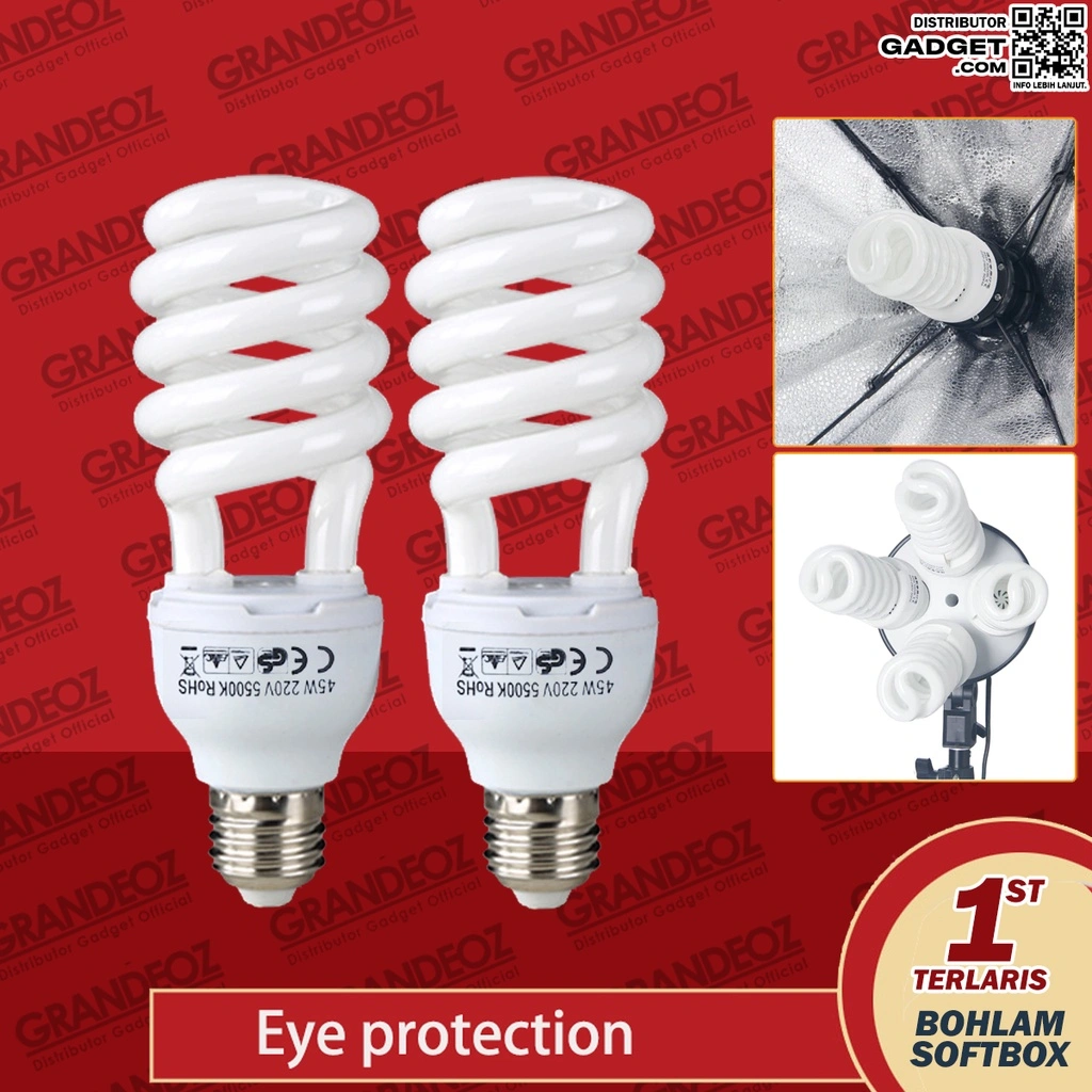 [SPECIAL] Bohlam Lampu Softbox 45 Watt LED Bolam Bholam Spiral Lighting E27 Soft Box Socket Bukan Andoer Bardi Godox Philips Atama