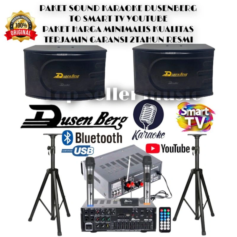 PAKET KARAOKE SOUND SYSTEM DUSENBERG 10 INCH AMPLI MIC WIRELESS