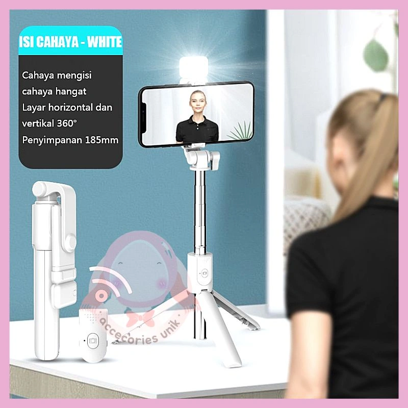 Tripod Bluetooth LED 4 IN 1 Tongsis Multifungsi Selfie Stick With Remote Control