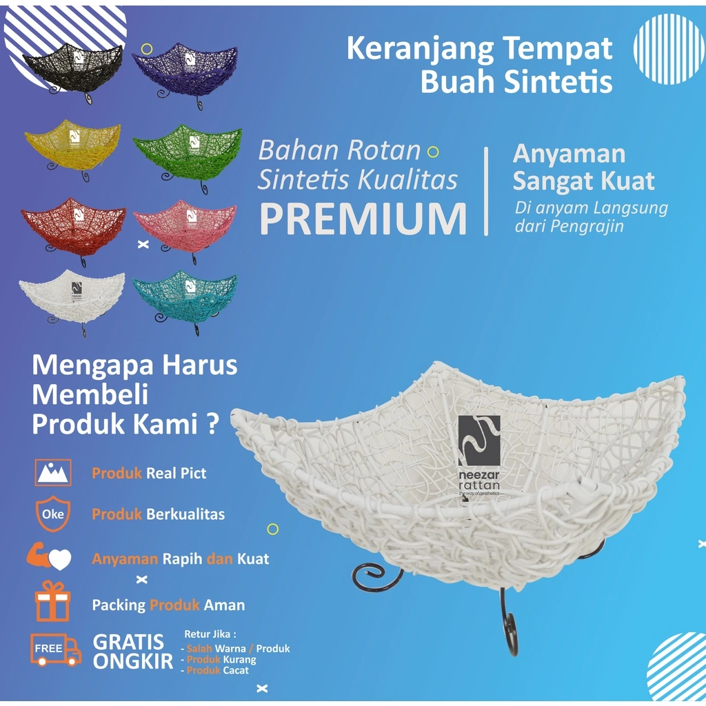 Keranjang Tempat Buah Rotan Sintetis