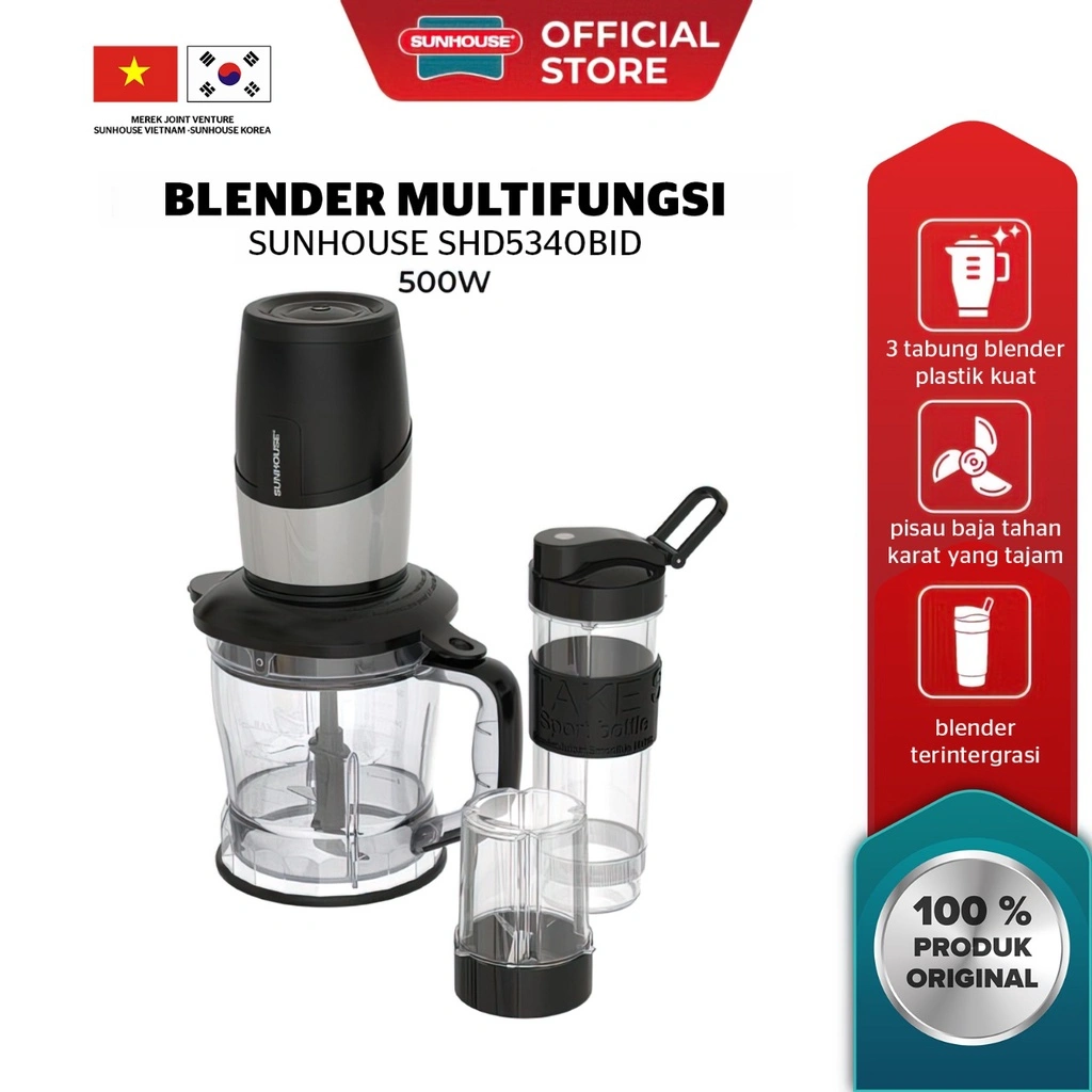 Sunhouse SHD5340BID Blender Listrik Multifungsi 500 W 1 Set
