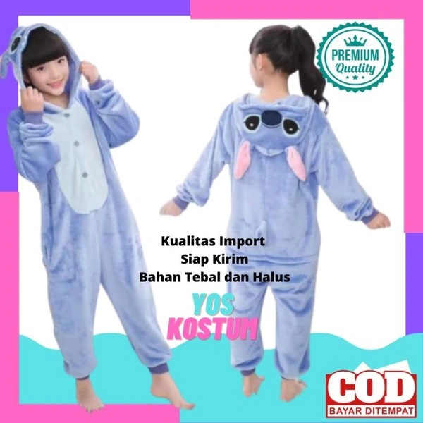 Kostum Karakter Anak Stitch Baju Tidur Lucu Animal Import Onesie Costume Premium Quality