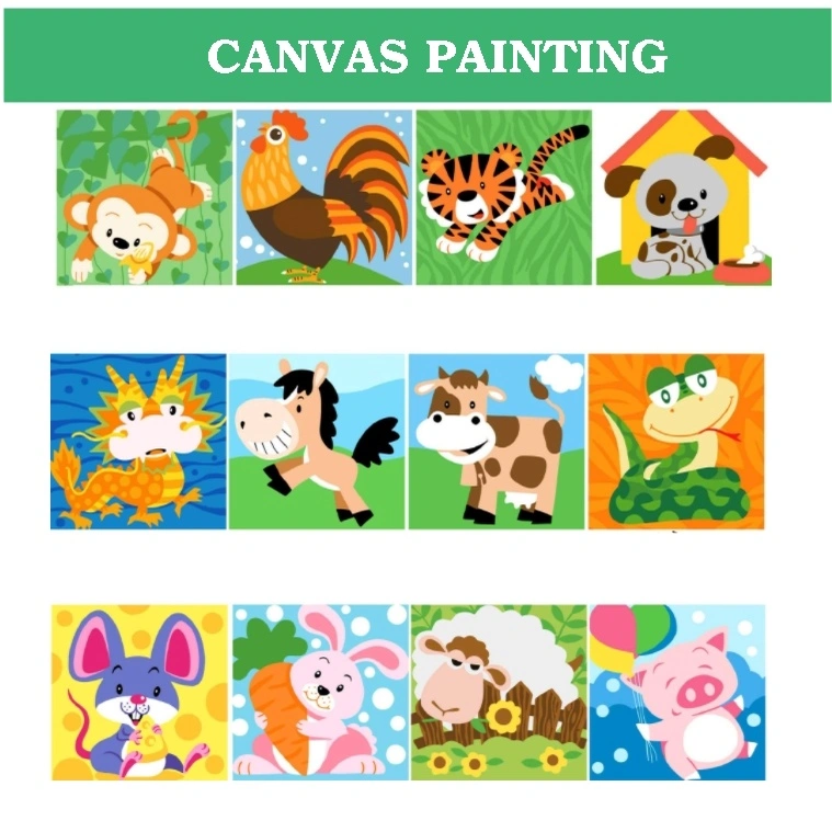 Children Canvas Painting by Numbers - Mainan Edukasi Melukis Mewarnai - Prakarya Anak - DIY Painting Art and Craft
