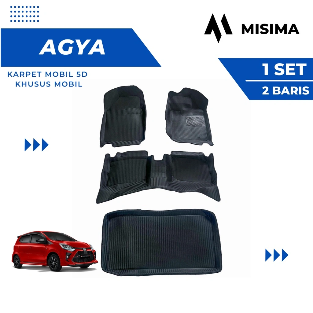 Karpet Mobil 5D MISIMA Daihatsu Ayla/Agya 2013-2022 – Anti Slip & Anti Air | Interior Premium