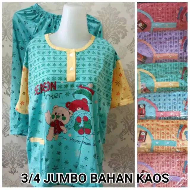 Piyama Kaos 3/4 Jumbo NB Bahan Tebal Motif Random 12
