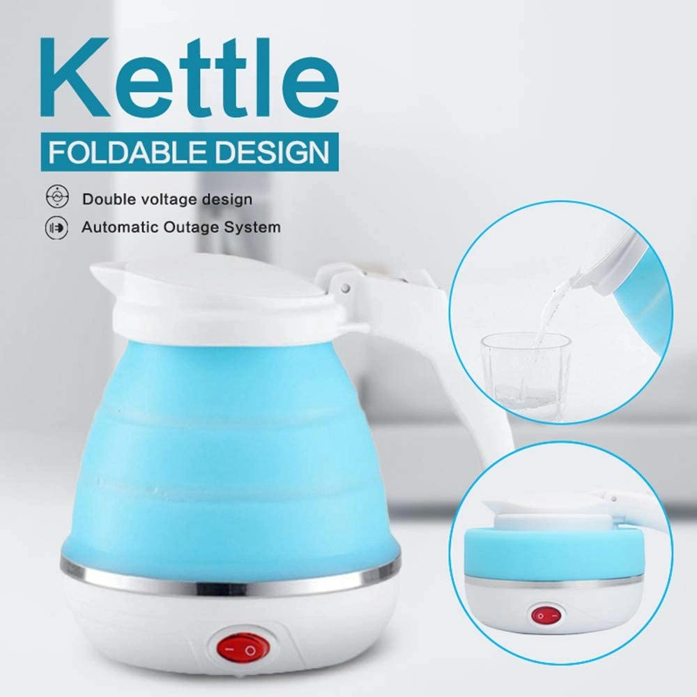 Teko Listrik Pemanas Air Kettle Portable Silikon Camping Kapasitas 600ml Bisa Dilipat Praktis