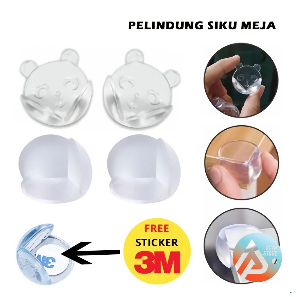 APEN Pelindung Sudut Meja Transparan Pengaman Siku Silikon Karet Ujung Kaca Kayu Lemari Barang Unik