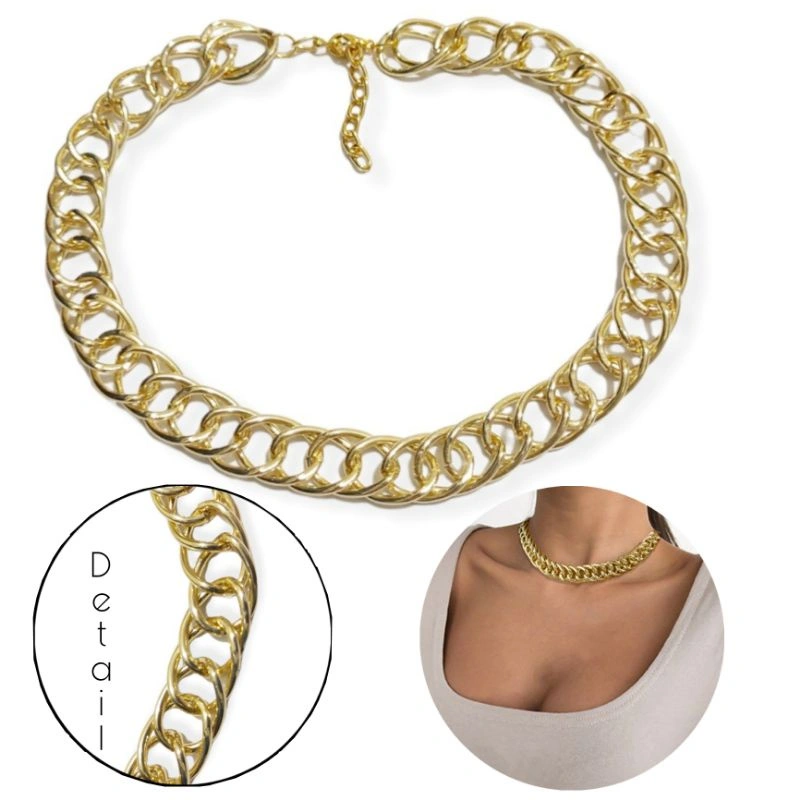 Kalung Choker Rantai Double Merlyn Retro Edgy Style Hip Hop Punk Anti Karat Alumunium