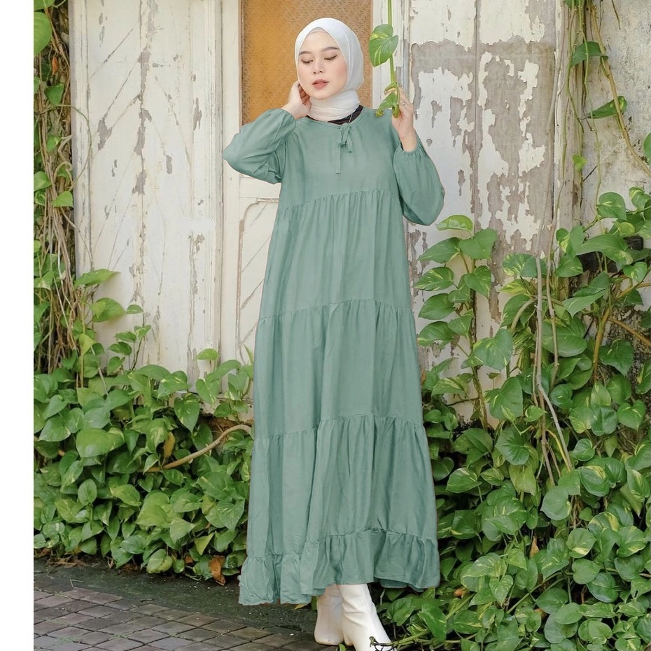 Dress Quita Sojin Midi Long Tunik Rempel Tali Polos Basic