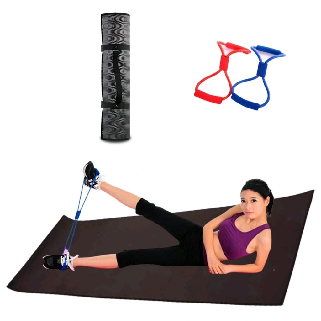 PAKET HEMAT ALAT YOGA MATRAS YOGA DENGAN TALI YOGA ELASTIS skiping trimmmer