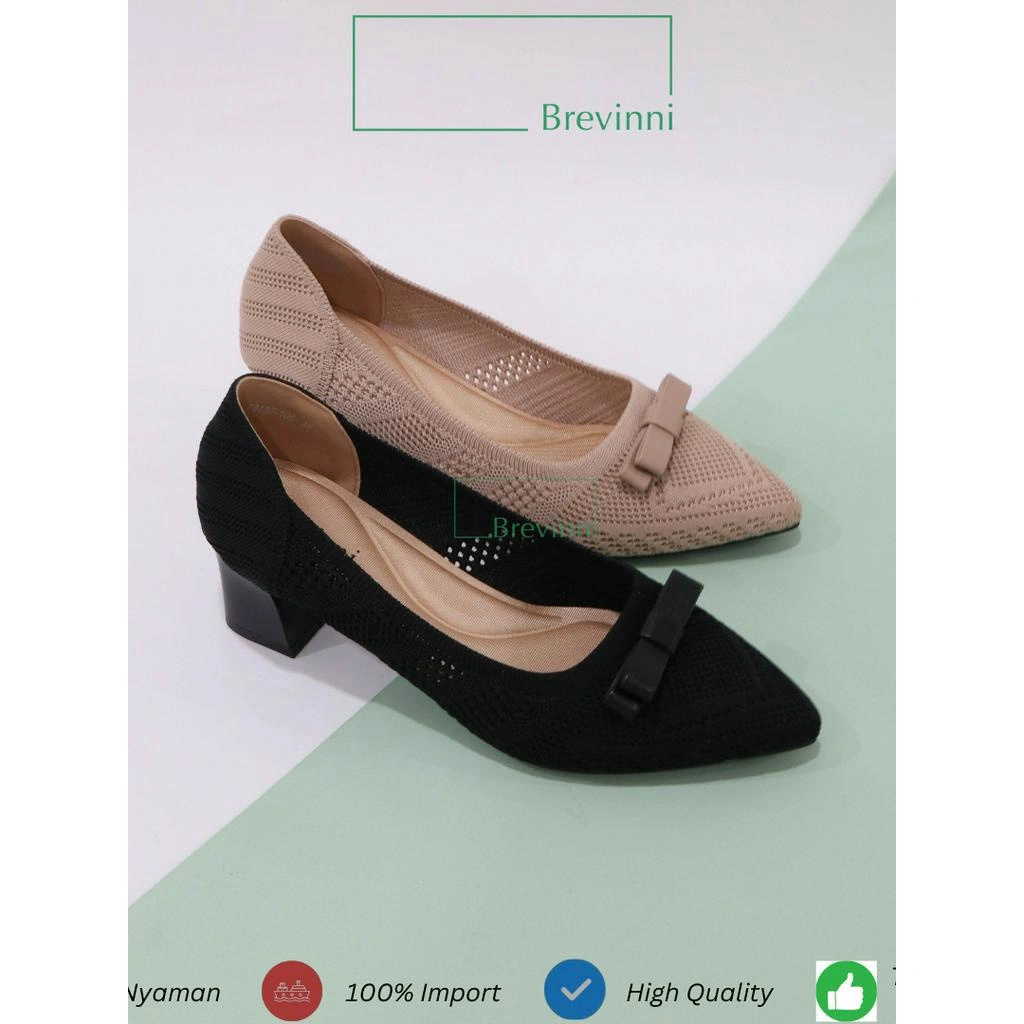 BREVINNI Coral Block Heel || Sepatu Block Heels Wanita || heels tahu || tapak tahu ||