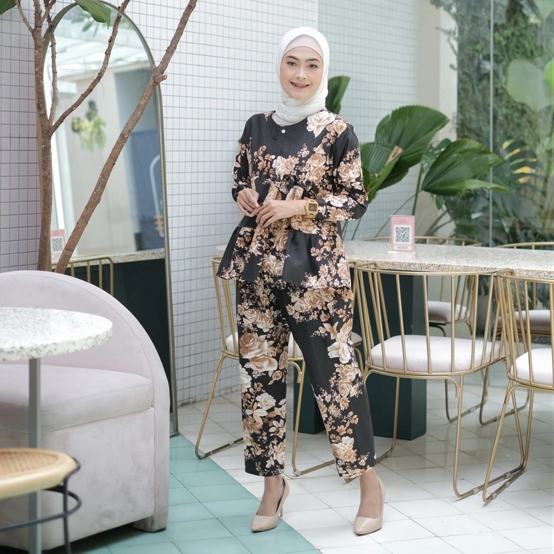 Babydoll Set Muslim Busui Friendly Celana Panjang - Katun - Banyak Motif RANDOM