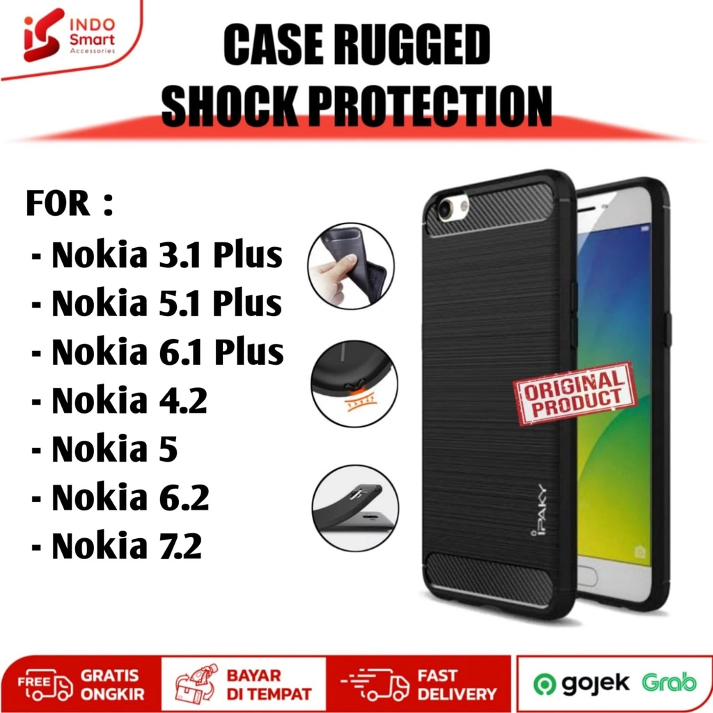 Softcase Nokia X3 X5 X6 4.2 5 6.2 7.2 Casing Ipaky Carbon Rugged Shock Protection Softcase Silikon