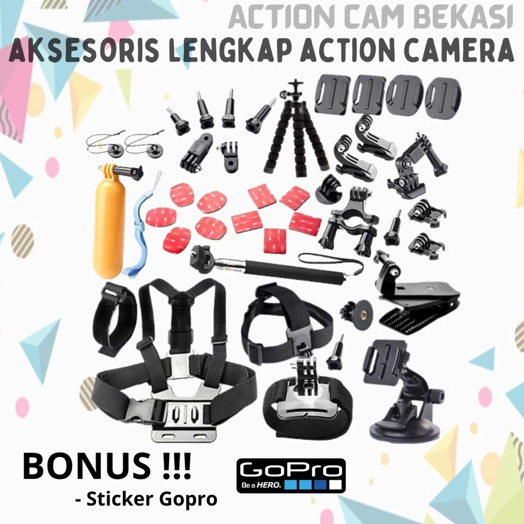 Aksesoris Lengkap Universal Untuk Action Camera Gopro Xiaomi Yi Kogan Brica Bpro Bpro5 Bpro 5 Sjcam Ezviz Bcare Sbox Kamera Aksi Cam 4K