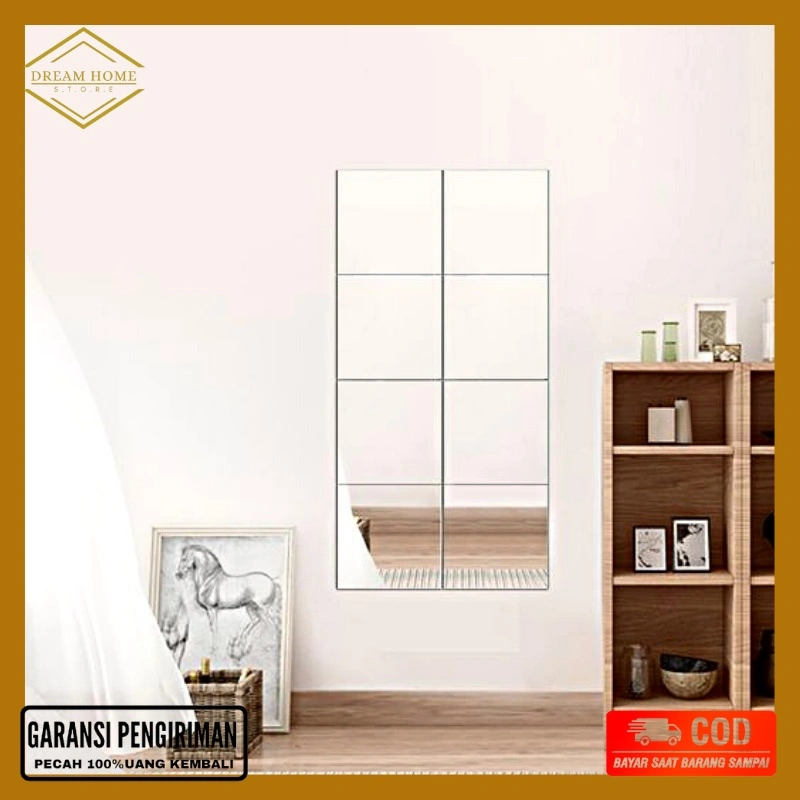 MINIMALYCermin aesthetic dinding  (cermin asli 15x15) cermin full body cermin hexagonal dekorasi