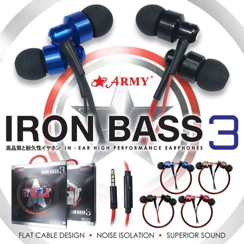 HEADSET HF EARPHONE HANDSFREE PREMIUM ARMY MAGIC BASS MEGA BASS