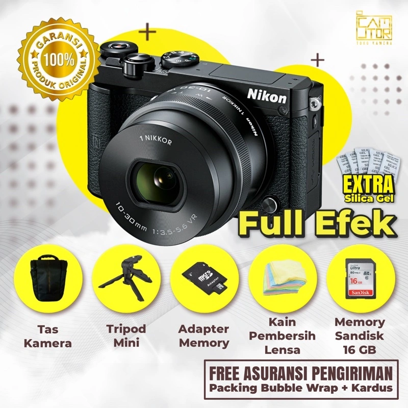 MIRRORLESS NIKON J5 WIFI TOUCHSCREEN FLIP NFC FULLSET MULUS