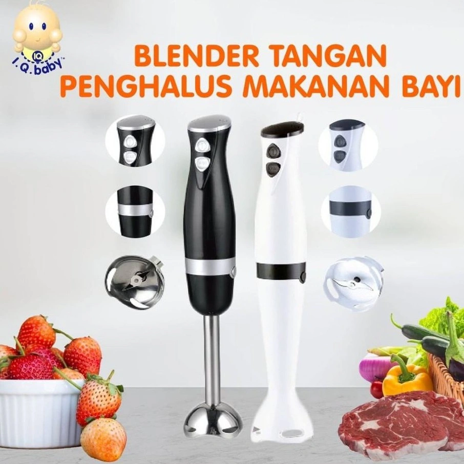 I.Q. BABY Hand Blender | Food Processor | Mesin Pencincang Makanan | Food Processor MPASI | Food Prosesor | Hand Blender MPASI Bayi | Hand Blender Portabel BPA Free Stainless Steel | Multifungsi Blender Blender Genggam Listrik Tangan Stainless Steel Hand