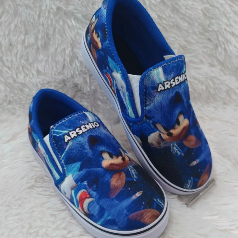 TERBARU!!!SEPATU ANAK KARAKTER SONIC FREE CETAK NAMA DAN PHOTO TERLARIS/TERMURAH/FASHION KID/TREND/STYLE