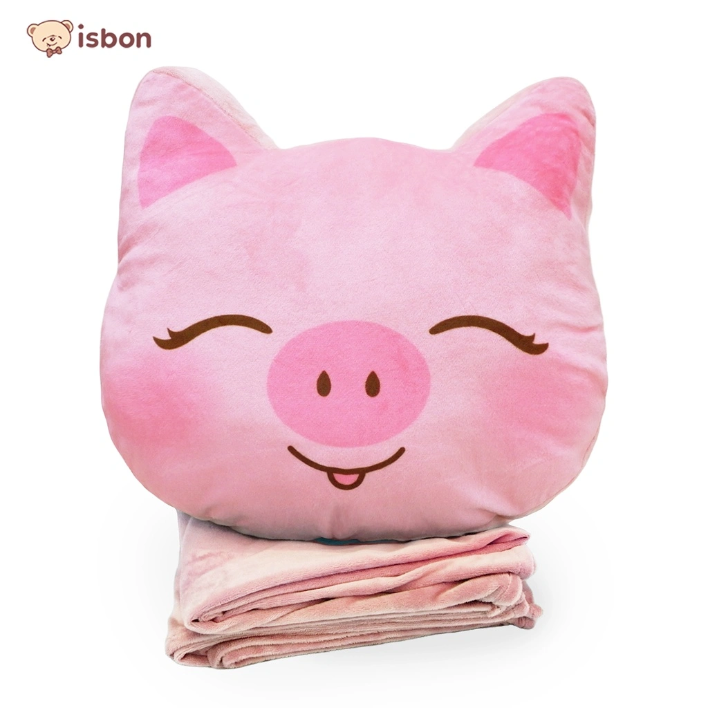 ISTANA BONEKA Balmut Bantal Selimut Karakter Kepala Babi Piggy  BALMUT PIG Warna Pink Cocok Untuk Traveling Berpergian Jauh Mudah Dibawa
