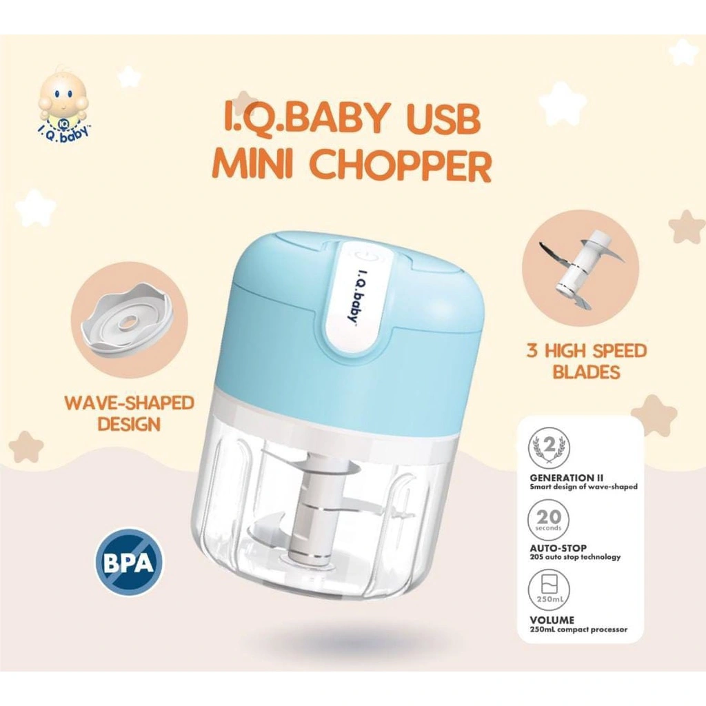 I.Q. BABY USB Mini Chopper | Pengolah Makanan Blender , Pencincang Makanan, Bumbu, Daging, MPASI, Bubur