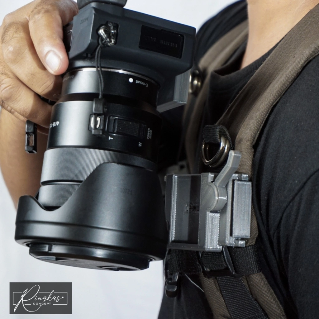 Holder Kamera DSLR / Mirrorless Camera Backpack Bagpack Shoulder Strap Mount Buckle Holster Holder Tas Kamera Base Plate Kamera Quick Release Bag Pack RINGKAS CONCEPT