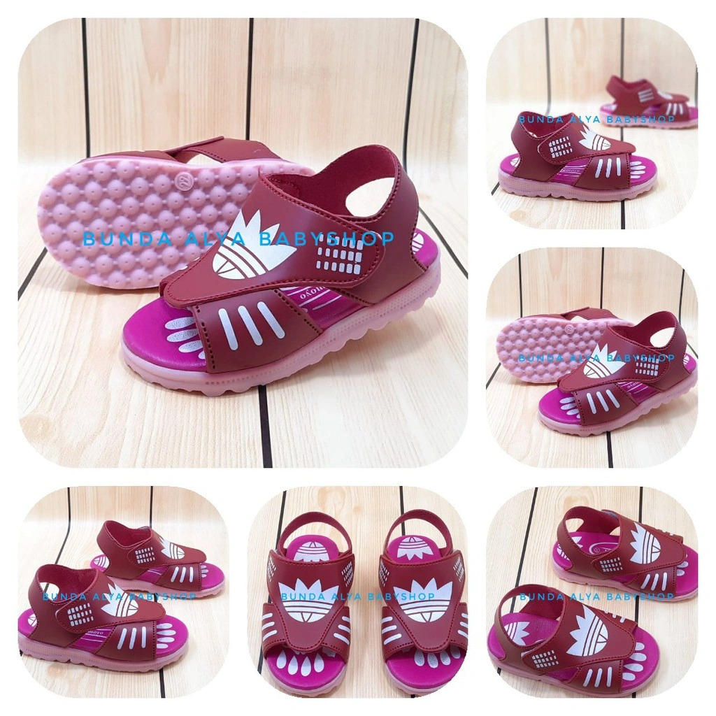 Sepatu Sendal Anak Perempuan Usia 1 - 2 Tahun Karet MERAH Anti Licin - Sepatu Sandal Anak Cewek Anti Licin Alas Karet Size 22 - 24