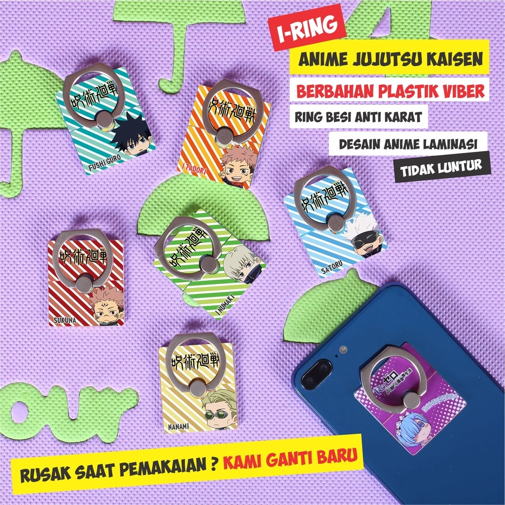 Aksesoris HP Anime - iRing HP Anime Jujutsu Kaisen - Gantungan Popsocket Gojo - Phone Holder Griptok Inumaki