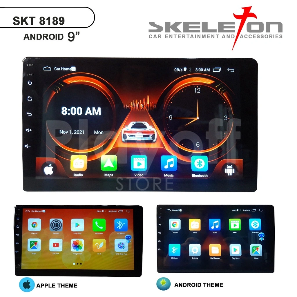 Head Unit Android 9 inch Skeleton 8189 Double Din Bluetooth GPS Mirrorlink