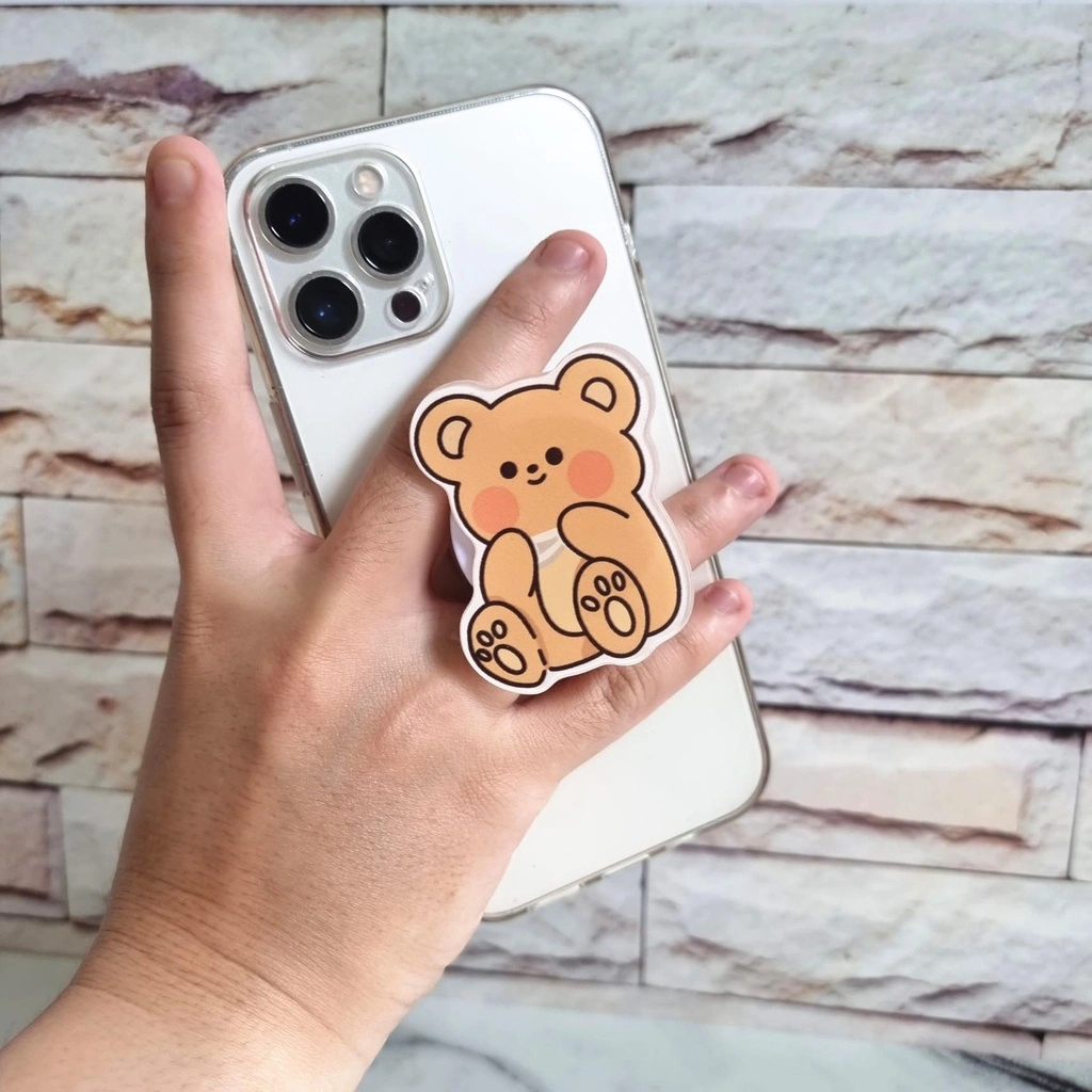 Popsocket Airbag Motif Kartun Lucu Untuk hp AKRILIK ACRYLIC GRIPTOK putih