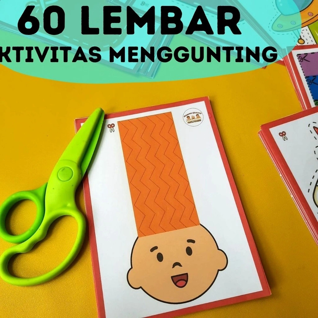 Worksheet Aktivitas Menggunting Mainan Motorik Halus Anak Mainan Edukasi Anak 1 2 3 4 5 Tahun TK PAUD Balita Melatih Keterampilan Motorik Pra Menulis Paper Cutting Motoric Skill Prakarya