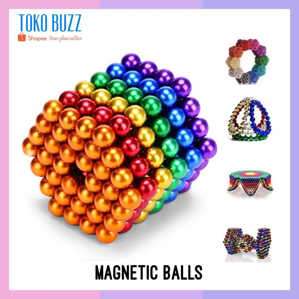 Magnetic Ball Multicolor / Mainan Bola Magnet Ball Belajar Edukasi Kreatif Anak Anak Motorik Hobi