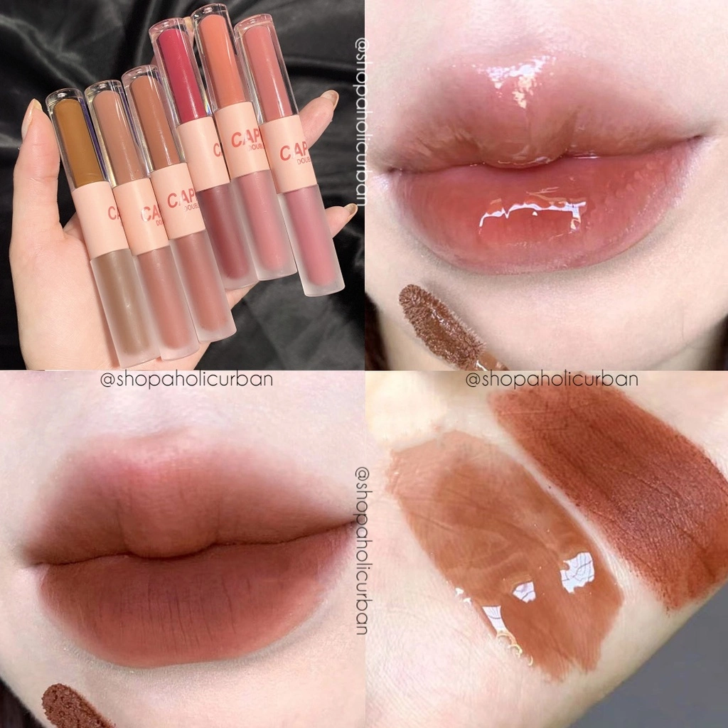 Lipstik Cappuvini 2in1 Lip Cream LipGloss dua sisi Matte Lipstik Glossy Lipstick Cappuvini Mud Lipstick ORIGINAL