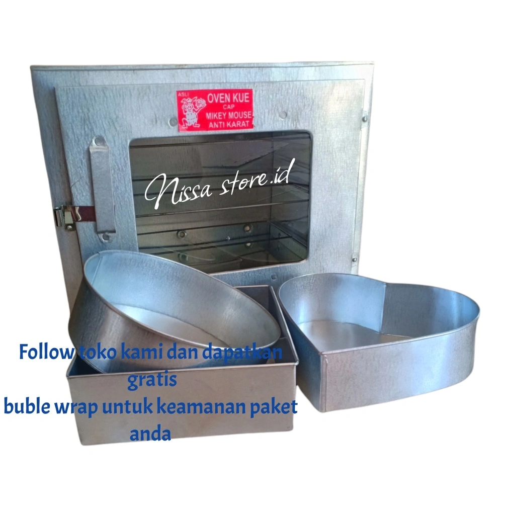 Oven Kue open Tangkring Kompor 3 Susun  Gratis Loyang Bolu Love Kotak Dan Bulat Otang Bahan Galvalum Ukuran 35x25x27