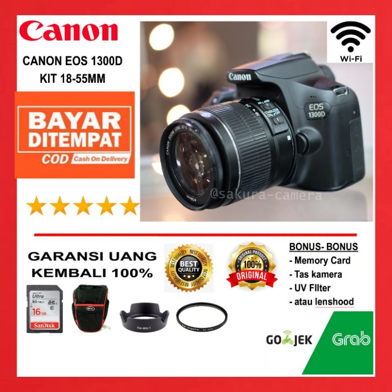 KAMERA CANON EOS 1300D kit 18-55mm Support WIFI
